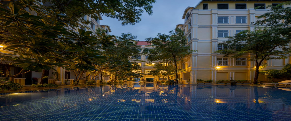 Hotel Building with pool view